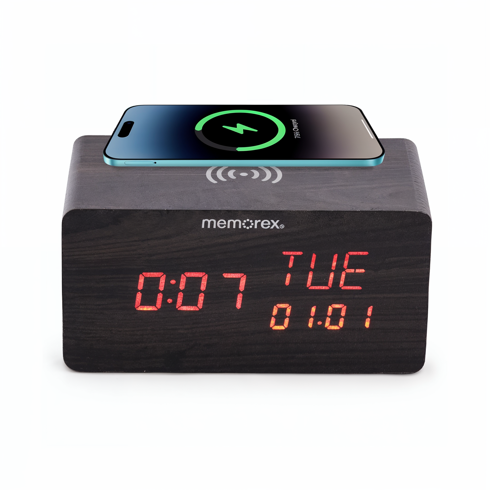 Bluetooth LED Alarm Clock with Wireless Charger (MX-CRBT250)